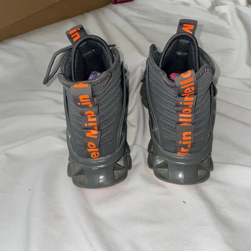Men's US 8 Hello Mr.L Grey & Orange Athletic Sneakers